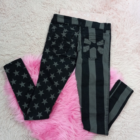 Tripp NYC Y2k split-personality star&striped grey&black Skinny jeans-  SOLD - Picture 8 of 12